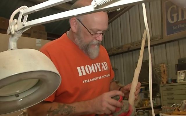 Man Makes Free Canes for Disabled Vets from Discarded Christmas Trees
