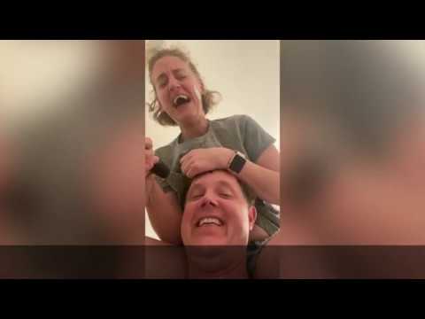 Husband Puts Wife on His Shoulders to Paint Ceiling.  She Sees a Spider and Chaos Ensues
